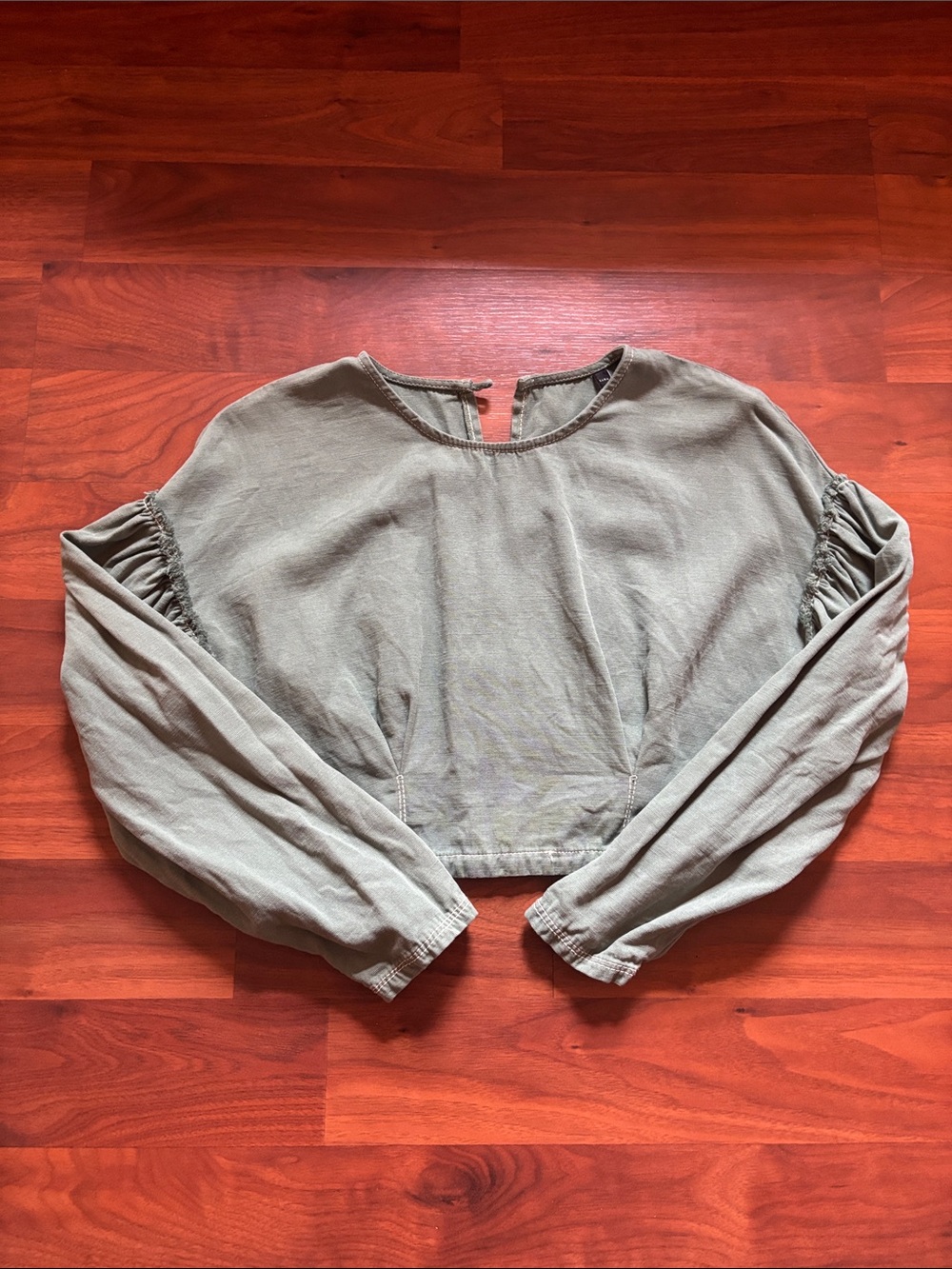 Zara Olive Cropped Long-Sleeve Top